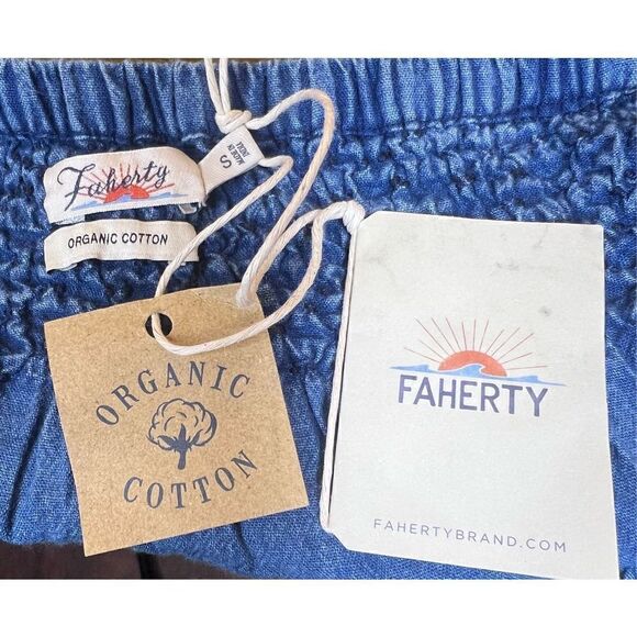 Faherty Presley 100% Organic Cotton Chambray Shirt NWT Size Small - Picture 12 of 13